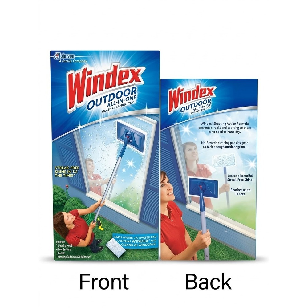 Windex Outdoor All-in-One Glass Cleaning Tool Starter Kit Reaches 11 Ft Rare